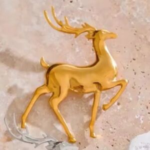 Christmas Reindeer 18K Gold Stainless Steel Waterproof Brooch